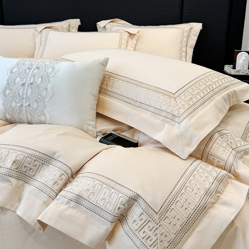 Class a 200g Satin Long-Staple Cotton Four-Piece Set Pure Cotton Bed Bed Sheets Quilt Cover Four-Season Accessible Luxury Nantong Bedding