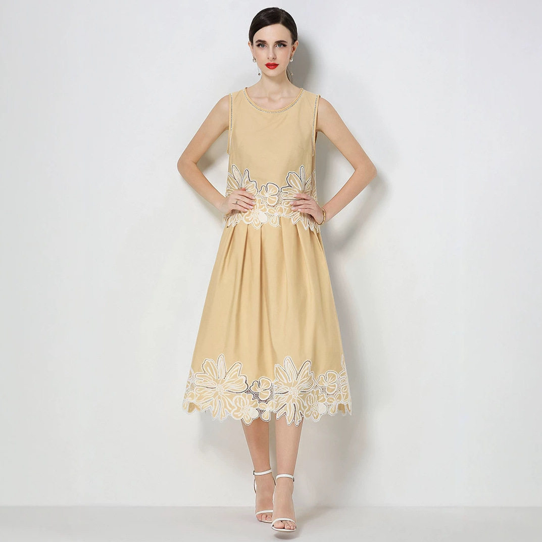 Floral Lace Hollow Vest and Skirt Set Slim Fit Elegant Design Summer Style Perfect for Office Wear Wholesale
