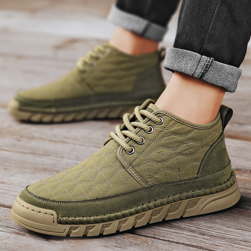 Giày Boot Cổ Thấp Nam Chất Liệu Vải Bông Ma Sát Chống Trượt Hàng Mùa Xuân Thu Đông