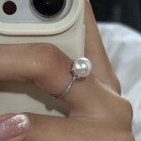 Простое классическое кольцо из чистого серебра S925 пробы с жемчугом ins, регулируемое высококачественное кольцо на указательный палец, женское студенческое кольцо