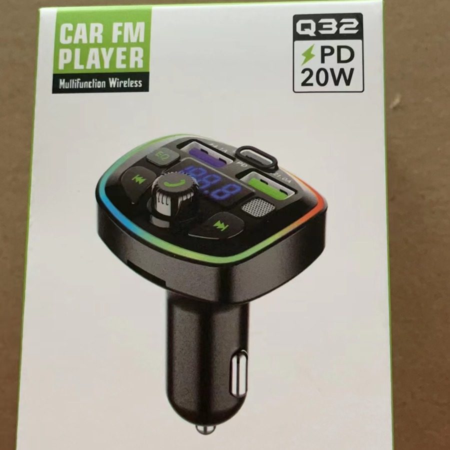 Q7 cross-border car charger bluetooth player dual-mouth color atmosphere light with card cigarette lighter fast charging mp3