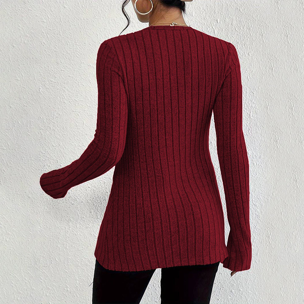 V Neck Long Sleeve Crop Top French Style Sexy Design Spring Summer Fashion Womens Casual Wear Wholesale Available