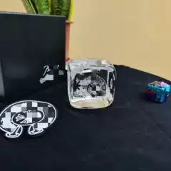 Kejia cross carved crystal glass dice trendy art desktop decoration creative glass decoration