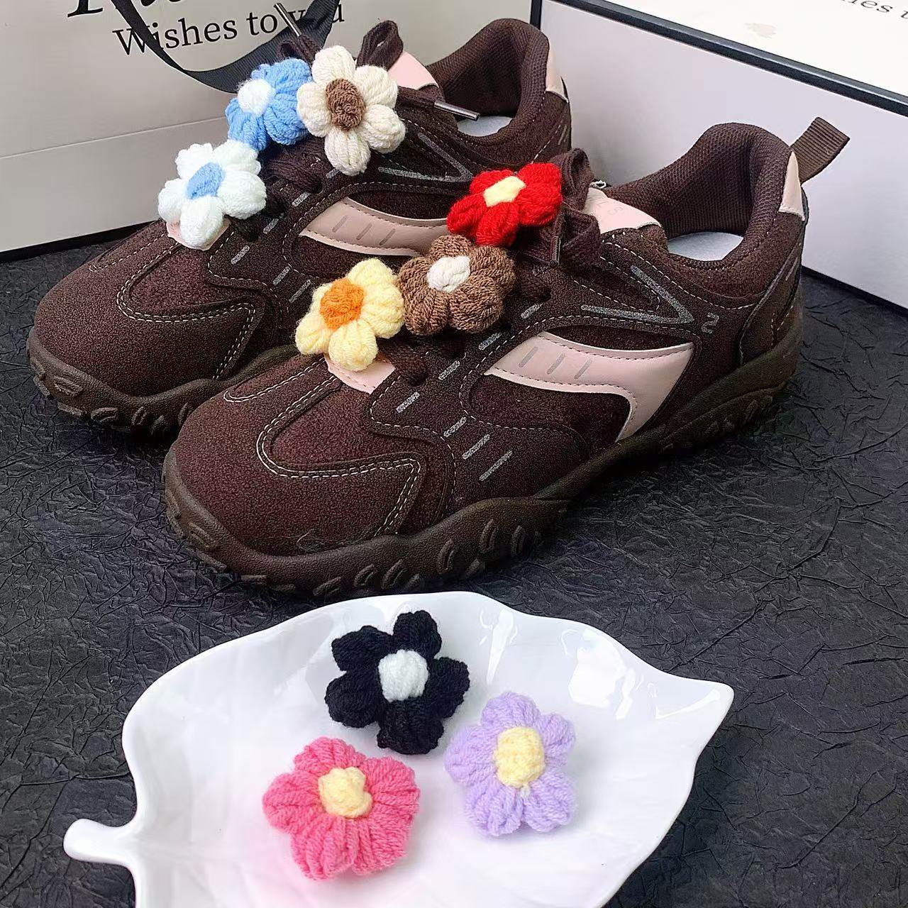 Korean Autumn and Winter Miu Sunflower Shoelace Decoration Casual Shoe Buckle Shoe Clip Sports Shoes Moral Training Shoe Buckle Shoe Flower