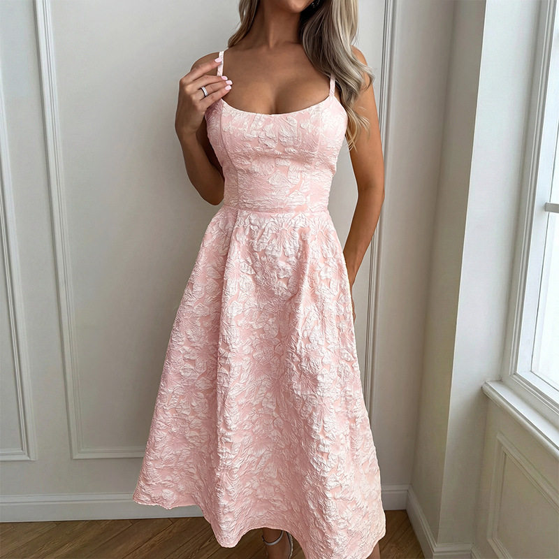 Elegant Princess Style Floral A Line Dress Sleeveless Waist Defined Summer Fashion Wholesale Available