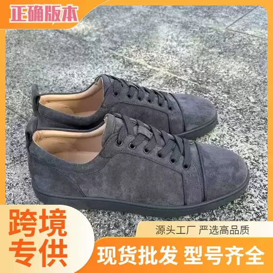 European Export Cl Red-Soled Shoes, Embroidered Low-Top and High-Top Men's Shoes, Red-Soled Couple's Trendy Studded Casual Lace-Up Shoes