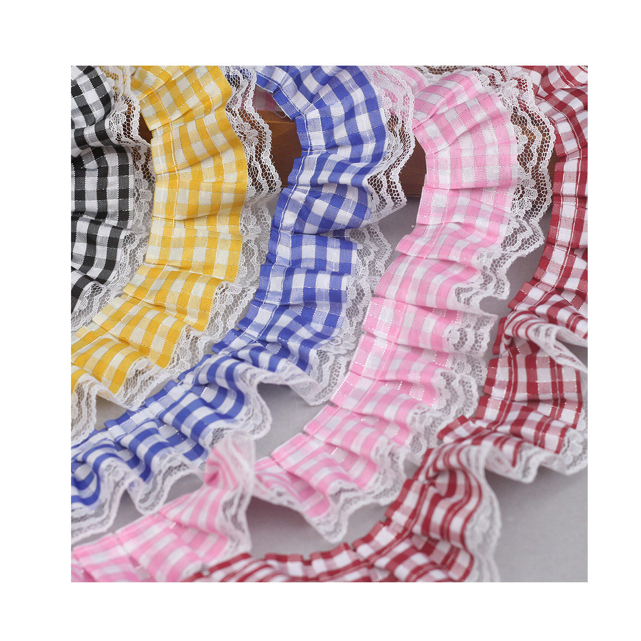 Spot 5.5cm Plaid lace pet supplies toy skirt home textile process discount lace