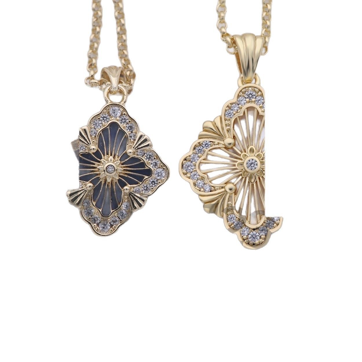 Buchi Classic Palace Style Double-Sided Four-Leaf Clover Lace Floral Necklace Niche Design Earrings High-End Clavicle Chain