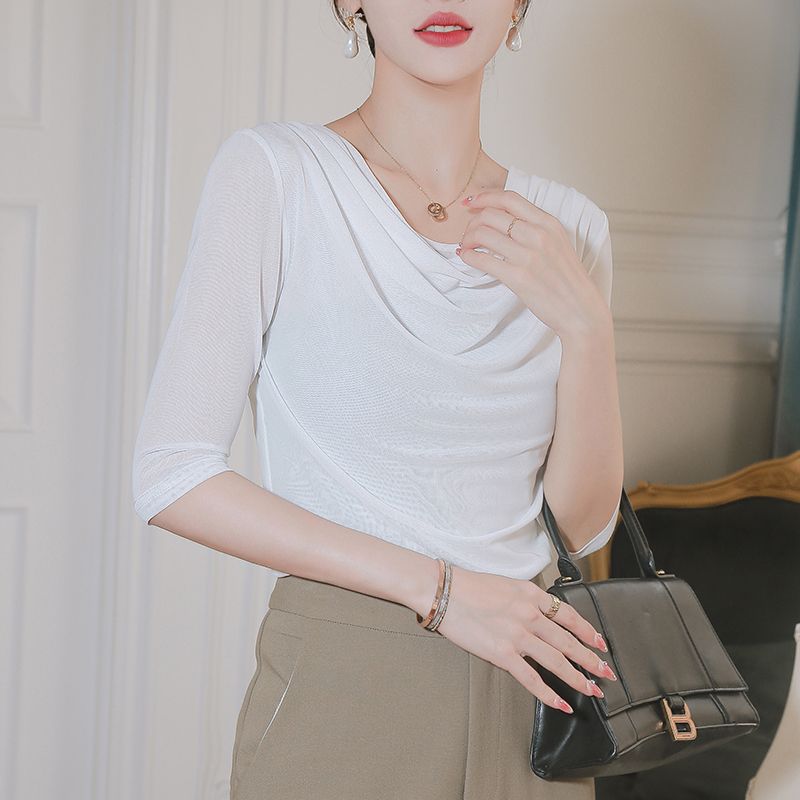 Summer Mesh Womens T Shirt Stylish Mid Length Sleeve Plus Size Flattering Fit Casual Everyday Wear Wholesale