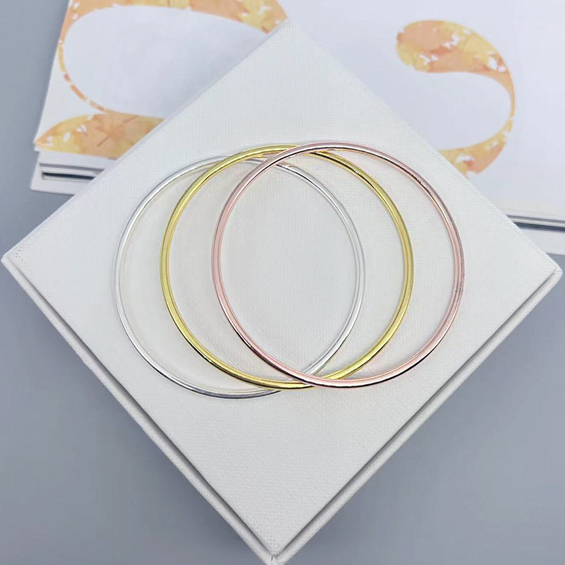 高级感素圈手镯3mm实心抛光简约手镯情人节礼品赠送百搭手环批发