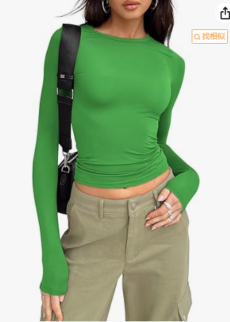 欧美女装休闲长袖t恤春秋纯色修身套头衫t恤女街装打底衫上衣