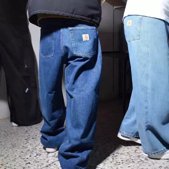 Kaha American Retro Street Skateboard Loose Straight Hip-Hop Dopamine Washed Denim Wide-Leg Pants