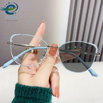New trend cat eye glasses frame retro personality color changing anti blue light glasses metal fashion color changing glasses foreign trade