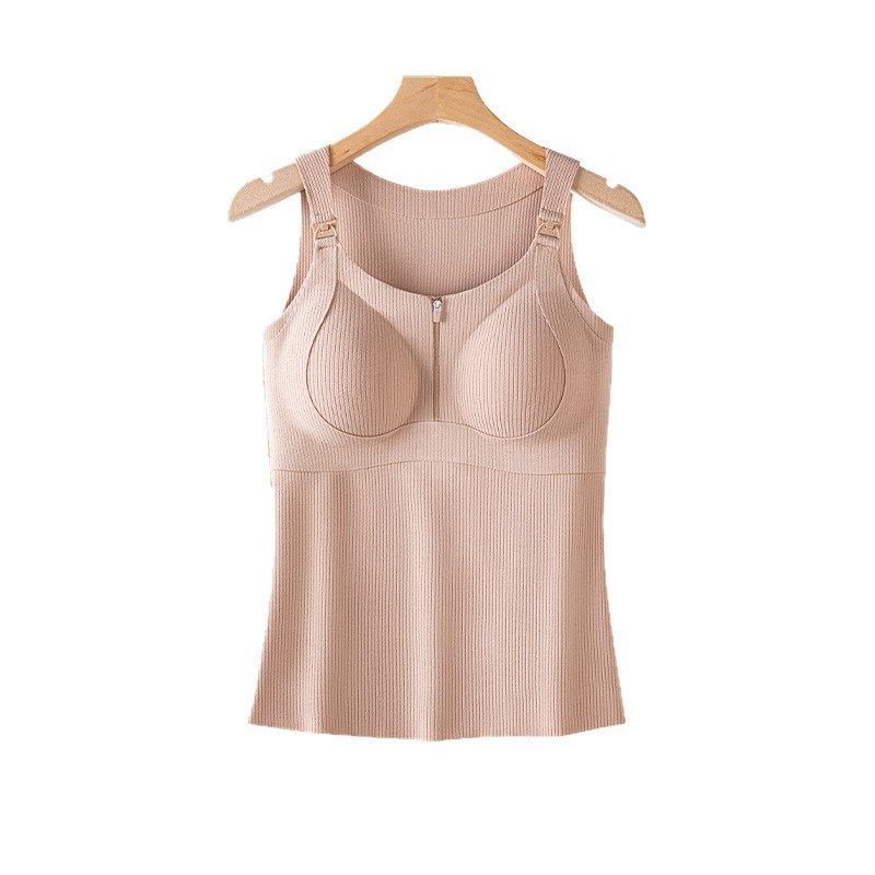Maternity Pure Cotton Nursing Tank Top for Women, Autumn and Winter Postpartum Breastfeeding Thermal Large Size Camisole