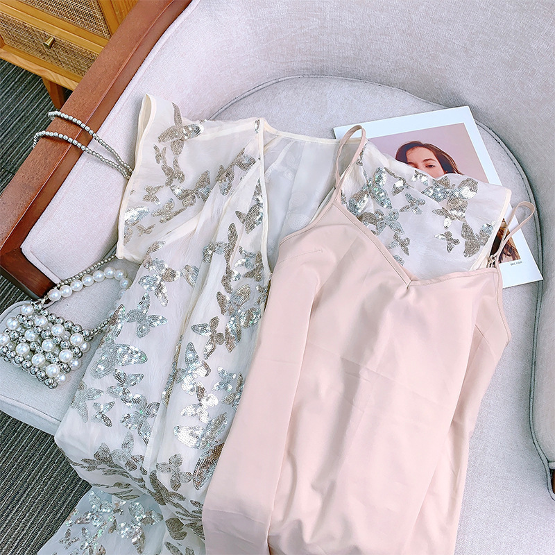 Đầm dài thêu sequin quyến rũ dáng trễ vai — Áo quây Chất lượng cao, Váy liền trễ vai, Váy liền kiểu cardigan