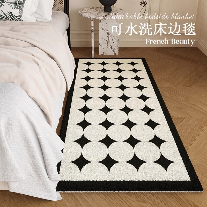 Light Luxury Retro Bedroom Thickened Imitation Cashmere Carpet Non-Slip, Stain-Resistant and Easy to Care for Bedside Blanket Balcony Cooling Bay Window Mat
