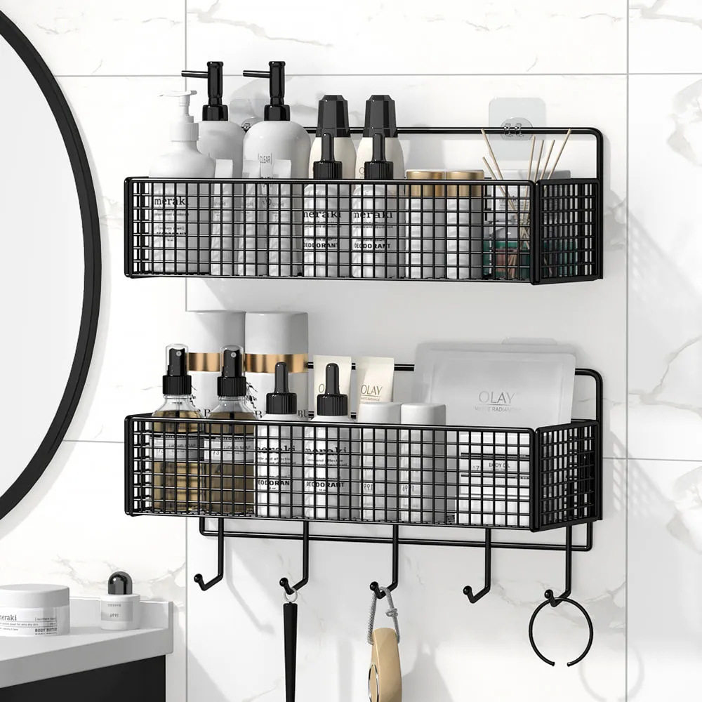 No-Drill Wall-Mounted Storage Rack, Bathroom Wall-Mounted Organizer, Dormitory Bedside Wall Storage Rack