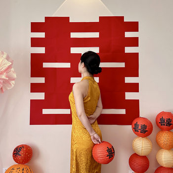 Oversized wedding special wedding room decoration door decoration stickers wedding wedding supplies men's and women's non-woven fabric