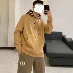 Couple plaid hooded sweater 2024 New Year metal drawstring brushed hoodie men's and women's same fashion brand coat