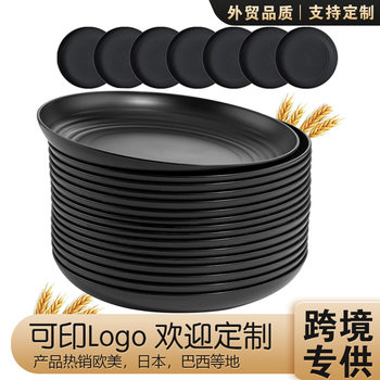Cross-Border Wheat Straw Plastic Plate European Round Large Plate 23cm Plastic Snack Plate Tableware Wholesale Logo