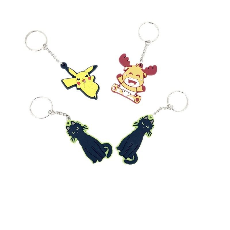 Luminous cute cartoon cat PVC Keychain promotion gift cross-border e-commerce small pendant factory direct sales