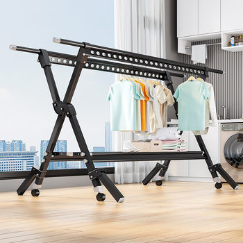 Clothes Rack, Floor-Standing Folding Indoor Household Clothes Drying Rack, Balcony Outdoor Clothes Drying Rod Rack, Quilt Drying Artifact