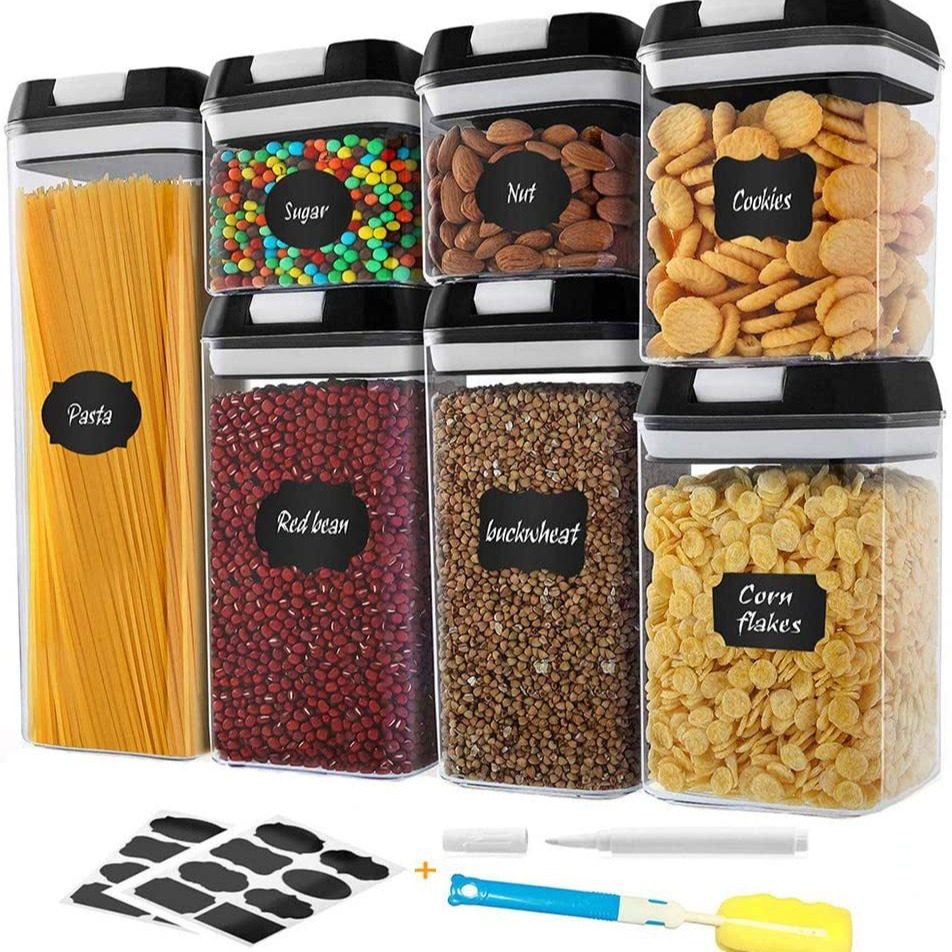 Grain storage kitchen food sealed plastic seven-piece set transparent storage storage tank grain moisture-proof sealed box