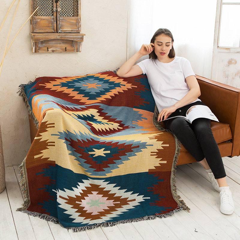 Cross-Border Export Line Blanket Sofa Blanket Sofa Towel Camping Outdoor Picnic Cloth Blanket Decorative Blanket Tassel Dropshipping