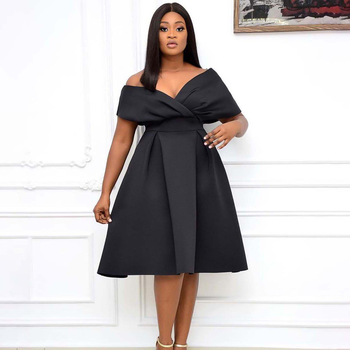 Plus Size Womens V Neck Dress Stylish Tie Detail Elegant Commuter Style Perfect for Work or Casual Occasions