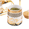 Hot new seasoning box suit seasoning jar with rack light luxury ceramic sealed jar kitchen storage storage jar bamboo lid
