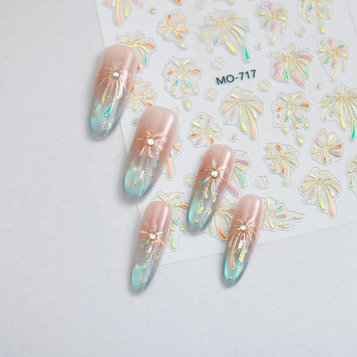 Colorful Fireworks New Year Nail Art Stickers Gilt Sparkling Dream Fireworks Romantic New Year Bright Fireworks Nail Stickers