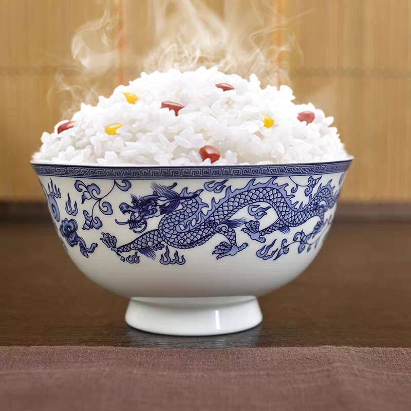 念瓷坊正品青花高温骨瓷高脚防烫家用健康米饭面汤碗勺