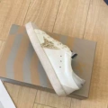 Silver Leather Heel + Gold Star