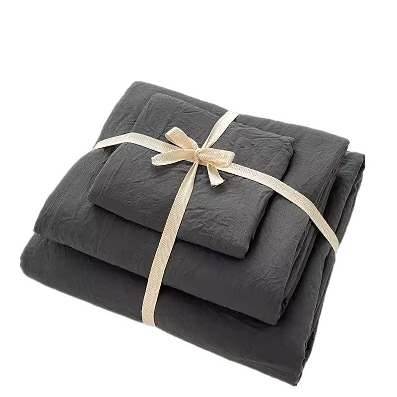 Class a Bed Four-Piece Set 2025 New Washed Cotton Bed Sheetss, Quilt Cover, College Dormitory Bed Bed Sheets Three-Piece Set
