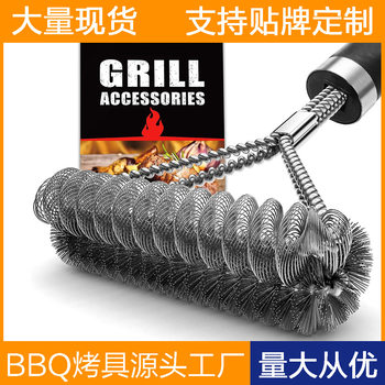 in stock Amazon Cross-border Hot Selling BBQ Cleaning Brush BBQ Outdoor Barbecue Mesh Hob Steel Wire Cleaning Brush Tool
