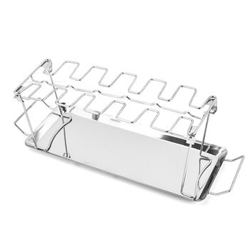 Factory Direct Supply Barbecue Grill Baking Chicken Leg Rack with Baking Pan Stainless Steel Barbecue Grill Home Outdoor Folding