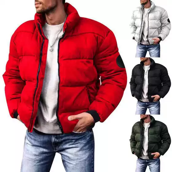 Amazon cross-border wholesale winter plus size men's cotton-padded coat men's stand collar cotton-padded jacket loose warm cotton-padded jacket men's coat