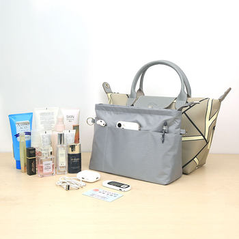 Red Tadpole Oxford Cloth Bag with Dividers, Sturdy Cosmetic Bag, Storage Bag with Zipper, Waterproof Small Bag for Women