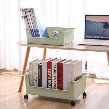 Student Classroom Book Box with Pulley Movable Book Storage Box High School Book Arrangement Dormitory Artifact with Wheels