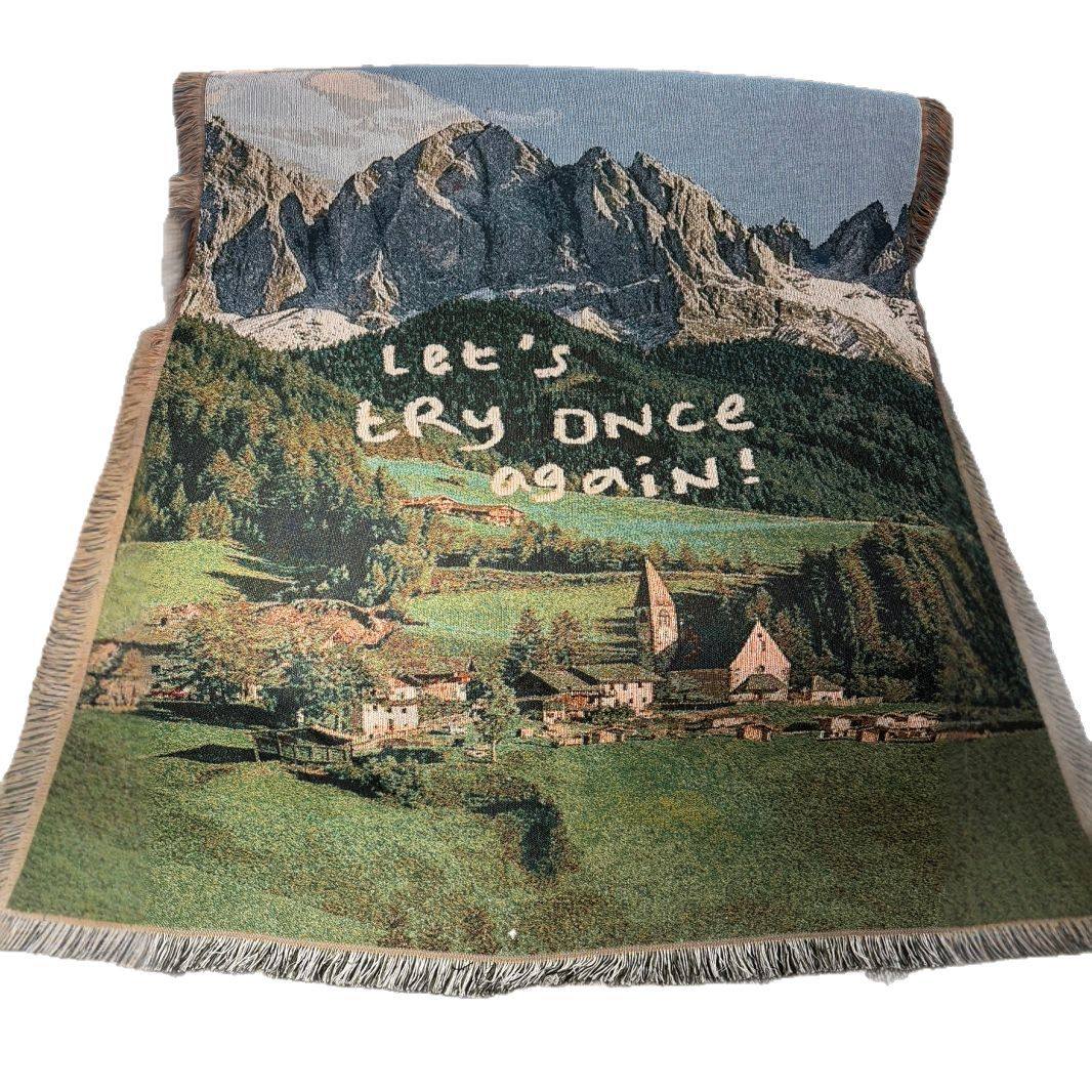 New Foreign Trade Landscape Decoration Casual Blanket Cartoon Knitted Blanket Sofa Blanket Travel Tent Cover Blanket Bed Blanket