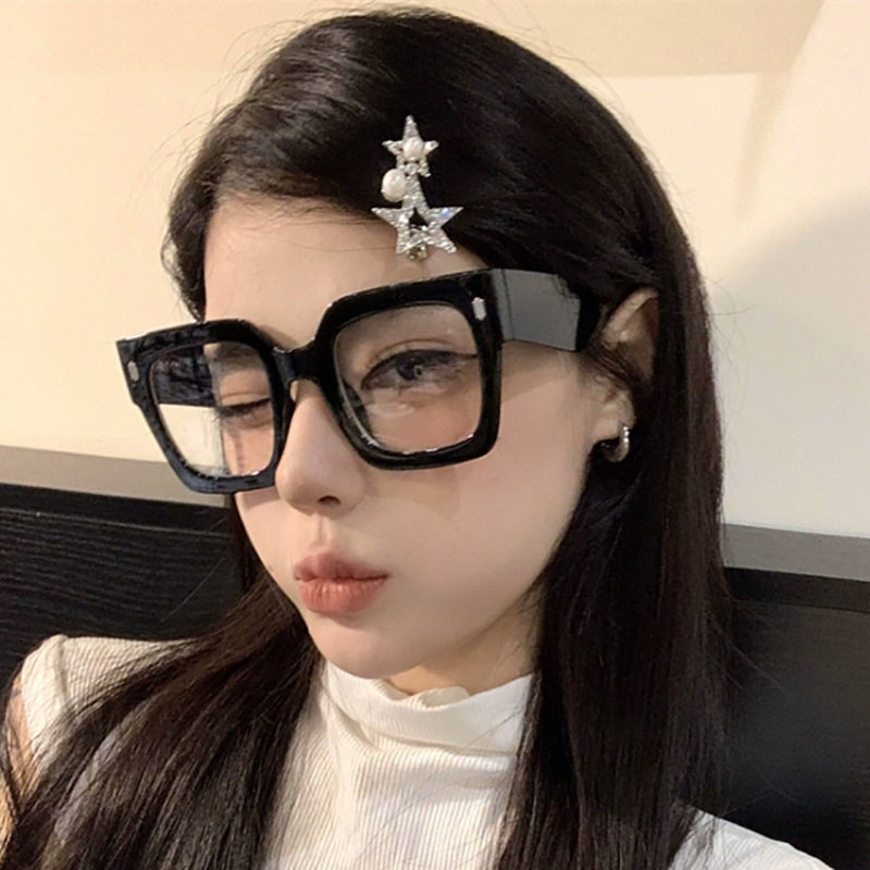 Atmosphere Sense Plain Decorative Large Frame Glasses Frame Fashionable Commuter Travel Flat Glasses Unisex Anti-blue Glasses for Men and Women