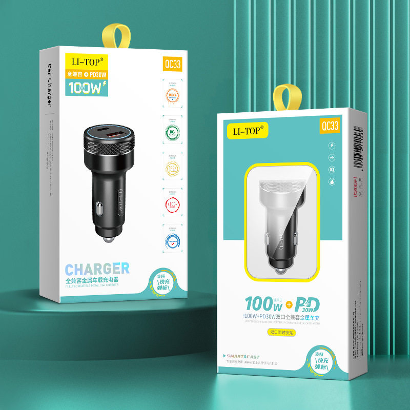 Suitable for Honor Huawei Vivo Mobile Phone Pd Car Charger Super Fast Charging 100W Car iPhone Car Charger