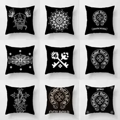 Cross-border AliExpress European and American Black Crohn Logo Light Luxury Style Square Fashionable Living Room Sofa Pillow Case