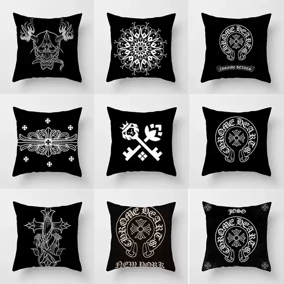Cross-border AliExpress European and American Black Crohn Logo Light Luxury Style Square Fashionable Living Room Sofa Pillow Case