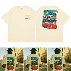 Foreign Trade GALLERY DEP European and American Street Cartoon Car Printed Loose Summer New Retro Short-sleeved T-shirt