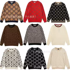 High-End Quality Gu Gujia 2025Ss Autumn and Winter Letter Jacquard Knit Sweater Long-Sleeve Loose Unisex Sweater