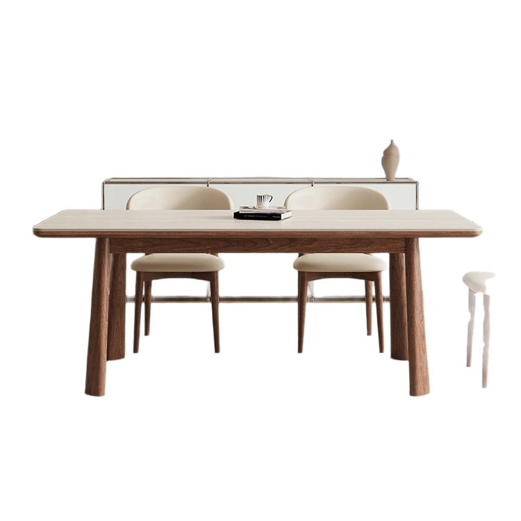 德利丰实木岩板餐桌家用法式中古风高端全实木全托长方形吃饭桌子