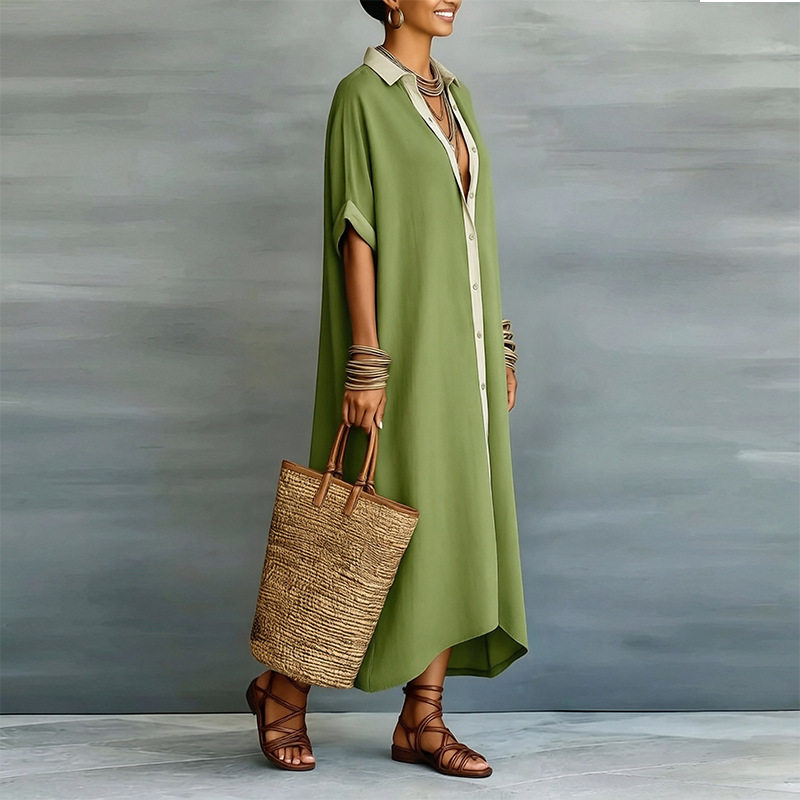 Womens Summer Dress Casual Vacation Style Solid Color Cardigan Design Wholesale Available low MOQ