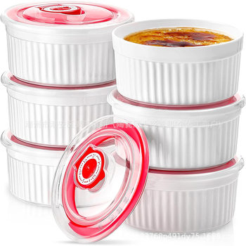 Ceramic Baking Bowl Souffle Cake Baking Cup Mousse Dessert Bowl High Temperature Resistant Non-Stick Oven Microwave Tableware