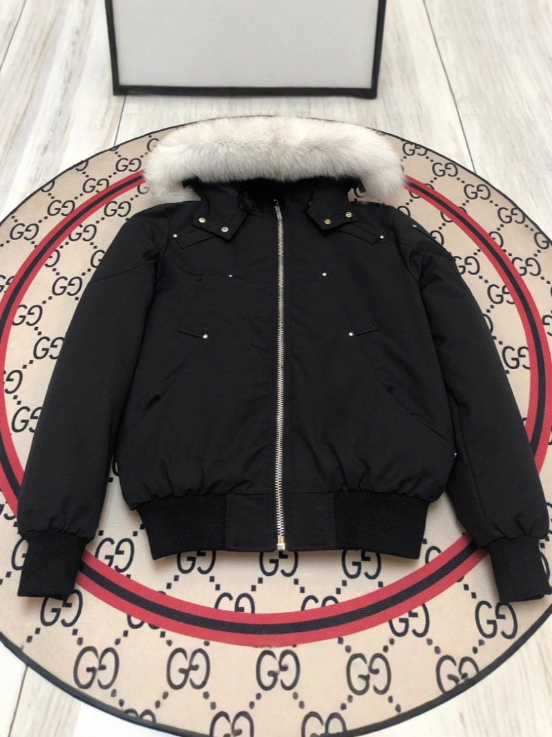 Moose 02/03 Scissors down Jacket Couple Style down Jacket Men's and Women's Short Fox Fur Hooded Jacket